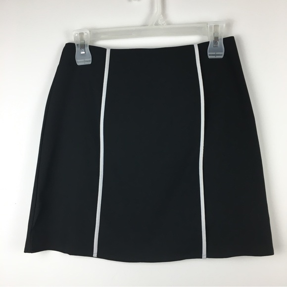 NWT Modcloth Black Pencil Mini Skirt White Piping Stripes Stretch 2 - Picture 6 of 12